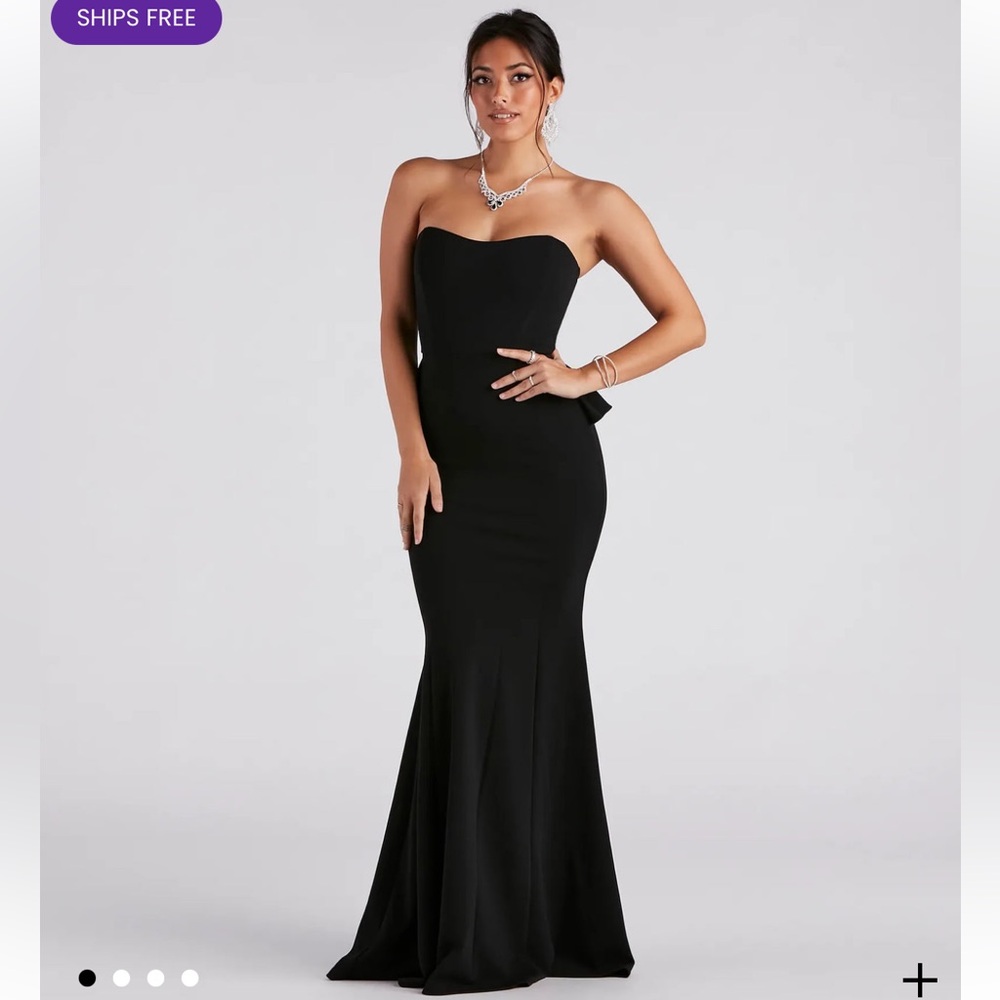 Windsor Elegant Black Strapless Ruffled Mermaid Dress size XS - Picture 2 of 10
